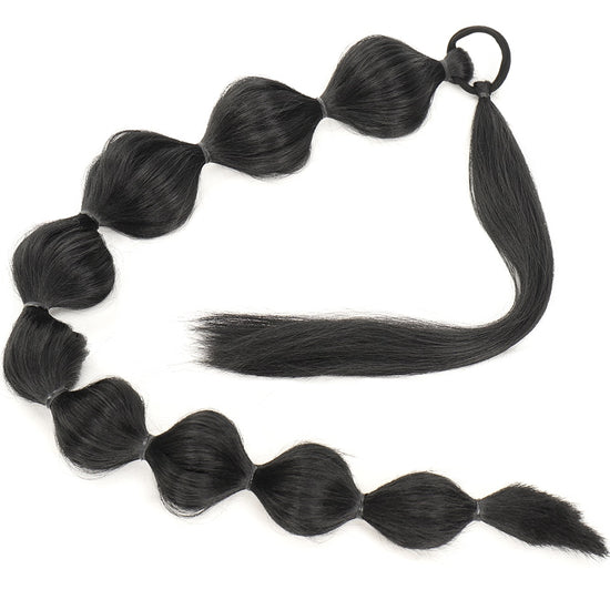 LUPU Synthetic Ponytail Bubble Warp Around Hair Extensions Natural Fake Hair Pieces For Women Long Black Lantern Bubble Ponytail