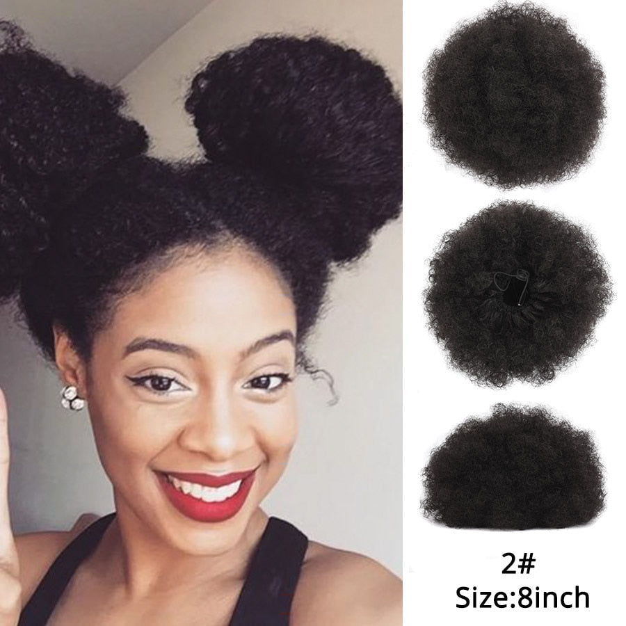 Synthetic Hair Buns Afro Drawstring Ponytail Fluffy Afro Puff Hair Bun Clips In Hair Tail Ponytail Accessories 1Pcs