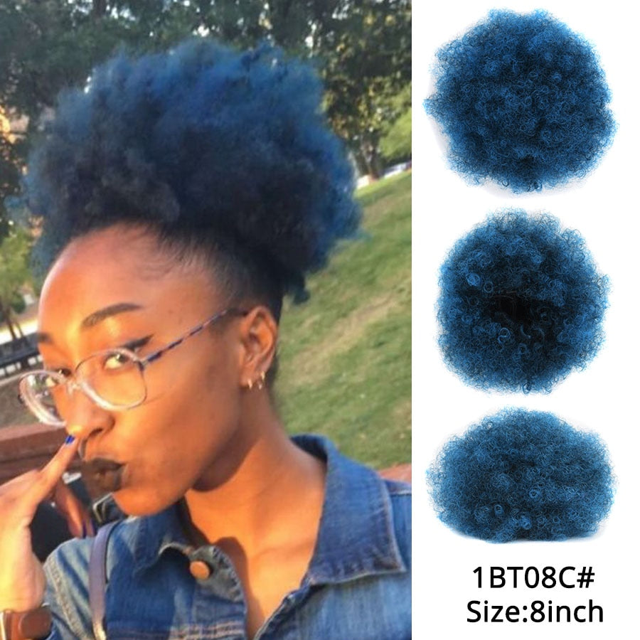 Synthetic Hair Buns Afro Drawstring Ponytail Fluffy Afro Puff Hair Bun Clips In Hair Tail Ponytail Accessories 1Pcs