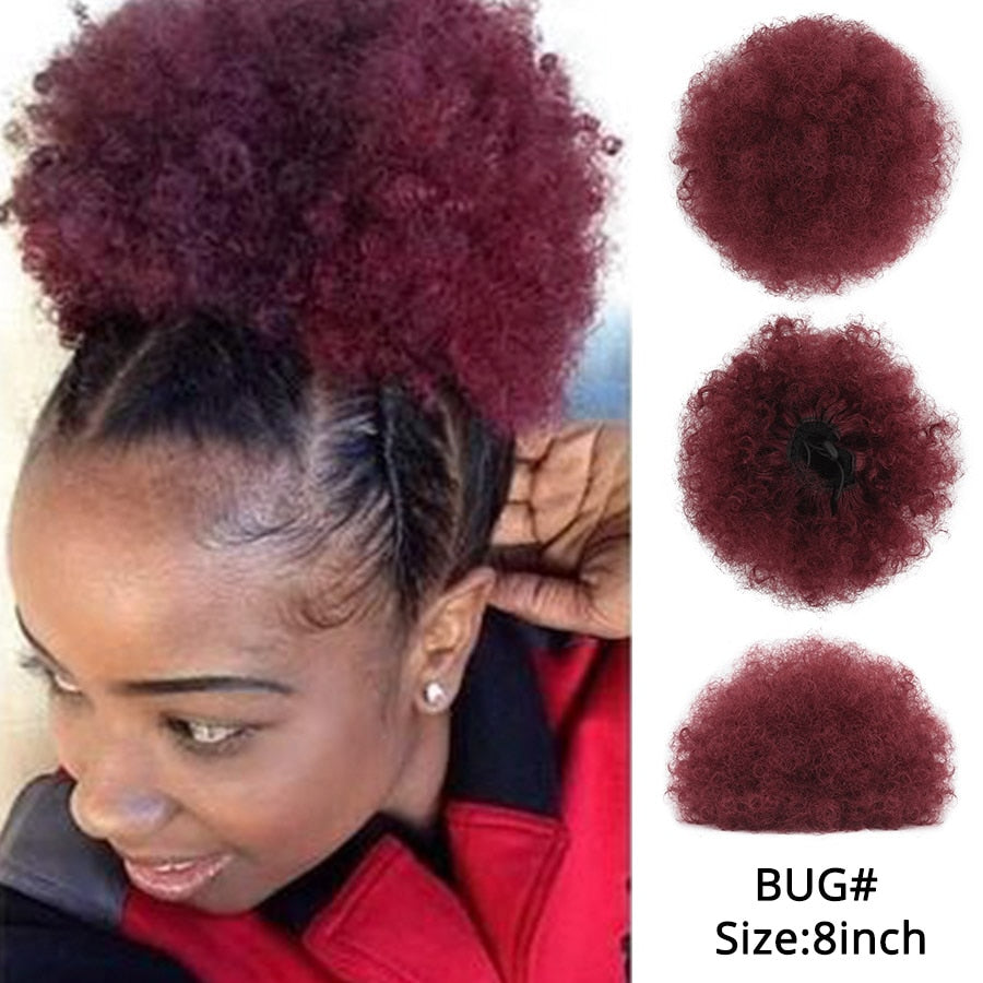 Synthetic Hair Buns Afro Drawstring Ponytail Fluffy Afro Puff Hair Bun Clips In Hair Tail Ponytail Accessories 1Pcs