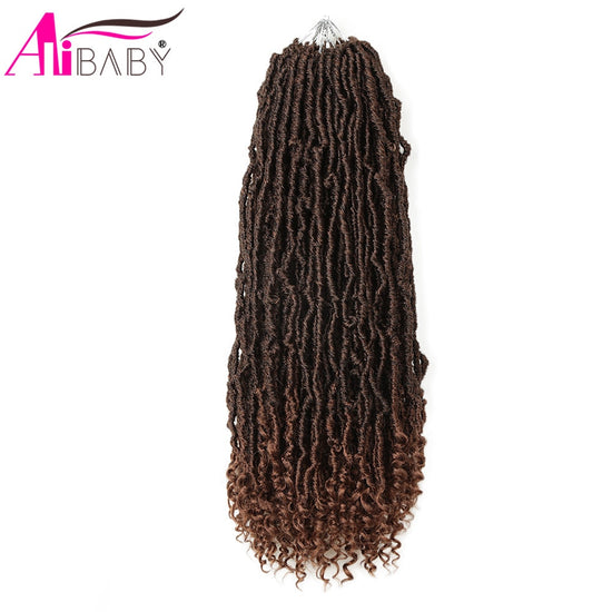 Goddess Nu Locs Crochet Hair Natural Curly Dreadlocks Hair Ombre Faux Locs Crochet Braids 20" 21Strands/Pack