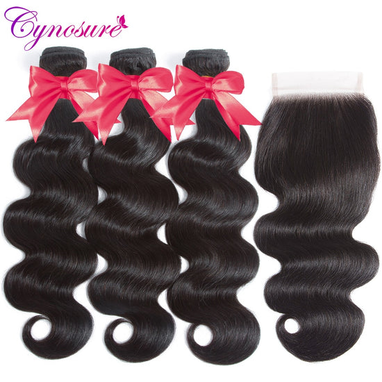 Body Wave Human Hair Bundles With Closure Brazilian Human Hair Weave 3 Bundles