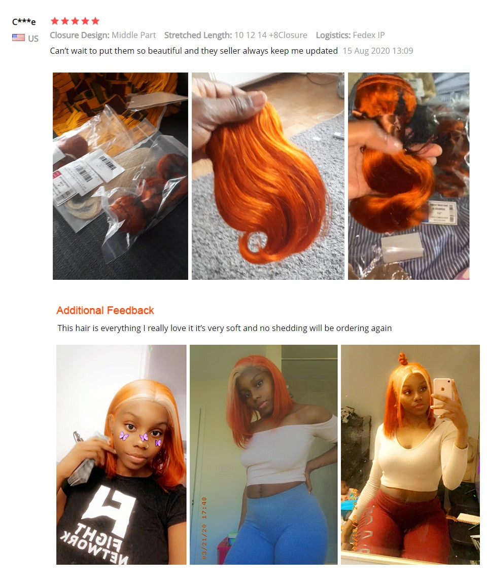 Remy Forte Blonde Body Wave Bundles With Closure Orange Brazilian Hair Weave Bundles 3 bundles Human Hair with Closure Fast USA