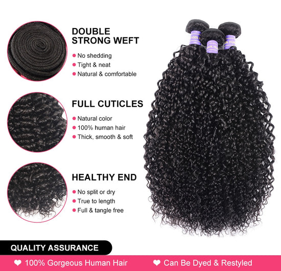 Curly Hair Bundles 1/3/4 PCS Remy Human Hair Brazilian Hair Weave Bundles 8-26 Inch Natural Black Human Hair Extension Longqi