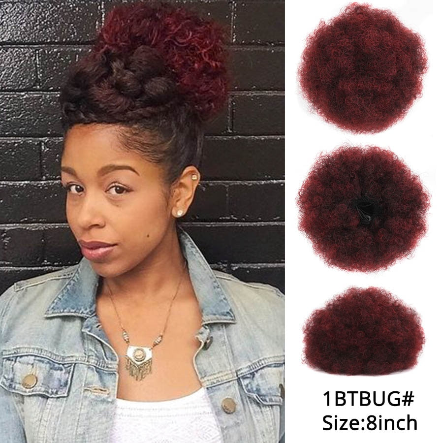 Synthetic Hair Buns Afro Drawstring Ponytail Fluffy Afro Puff Hair Bun Clips In Hair Tail Ponytail Accessories 1Pcs