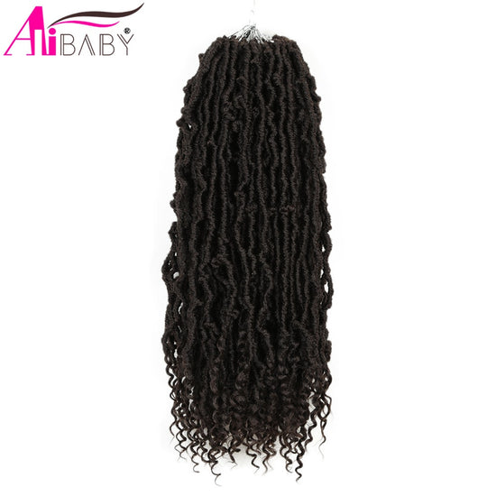 Goddess Nu Locs Crochet Hair Natural Curly Dreadlocks Hair Ombre Faux Locs Crochet Braids 20" 21Strands/Pack