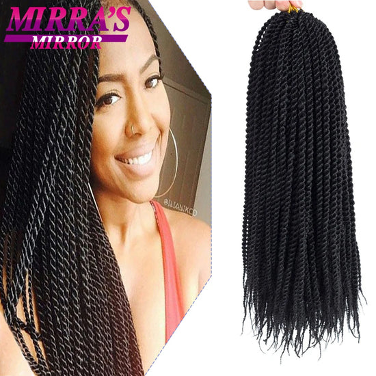 Mirra's Mirror Senegalese Twist Crochet Hair 6Packs 14" 18" Crochet Braids For Black Women 30 Strands/Pack Black Dark Brown