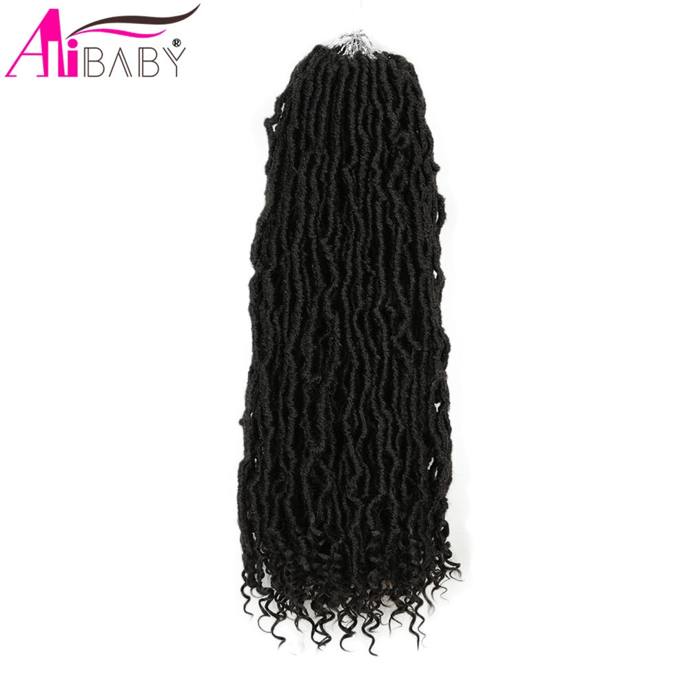 Goddess Nu Locs Crochet Hair Natural Curly Dreadlocks Hair Ombre Faux Locs Crochet Braids 20" 21Strands/Pack