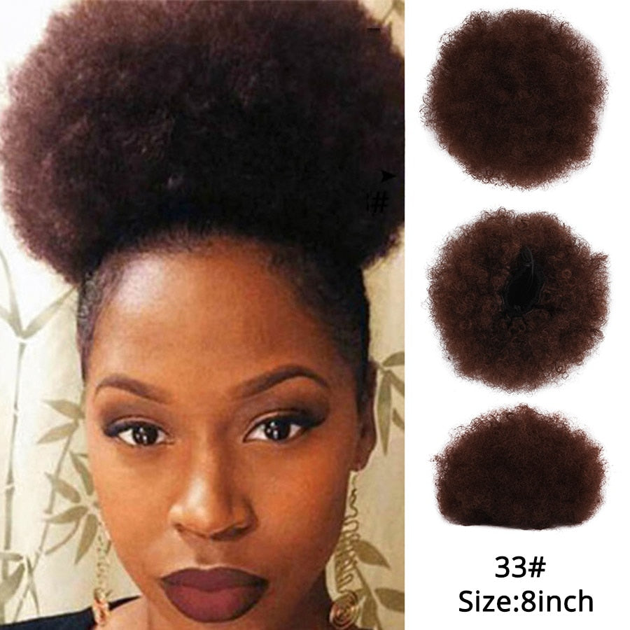 Synthetic Hair Buns Afro Drawstring Ponytail Fluffy Afro Puff Hair Bun Clips In Hair Tail Ponytail Accessories 1Pcs