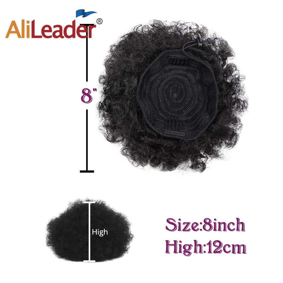 Synthetic Hair Buns Afro Drawstring Ponytail Fluffy Afro Puff Hair Bun Clips In Hair Tail Ponytail Accessories 1Pcs