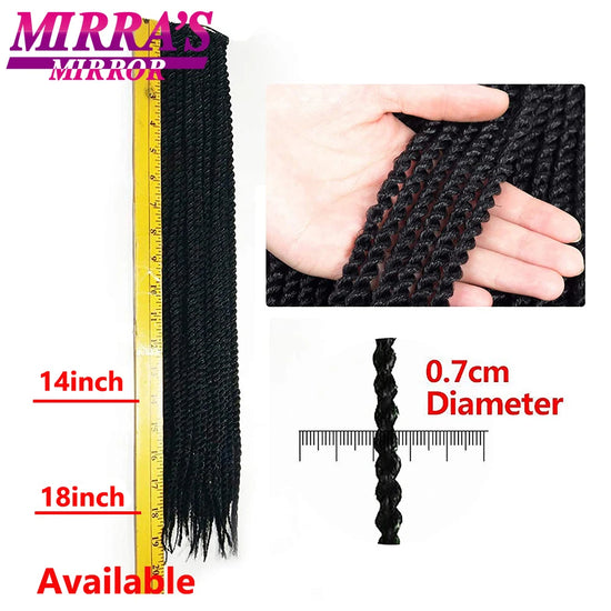 Mirra's Mirror Senegalese Twist Crochet Hair 6Packs 14" 18" Crochet Braids For Black Women 30 Strands/Pack Black Dark Brown