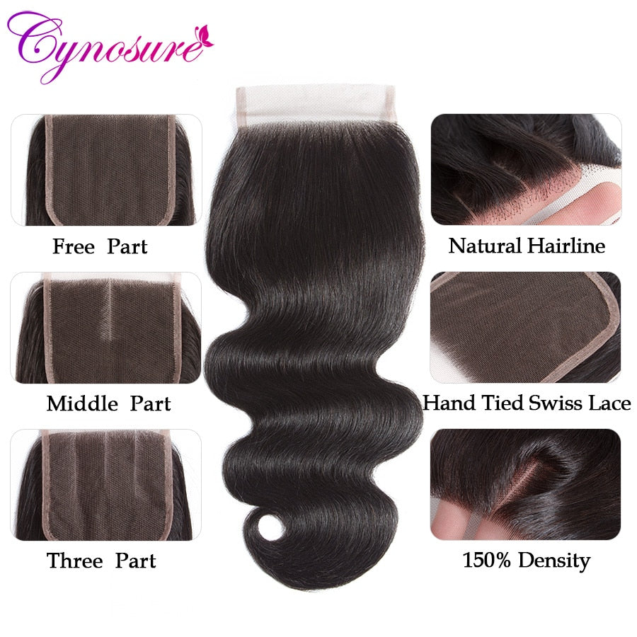 Body Wave Human Hair Bundles With Closure Brazilian Human Hair Weave 3 Bundles