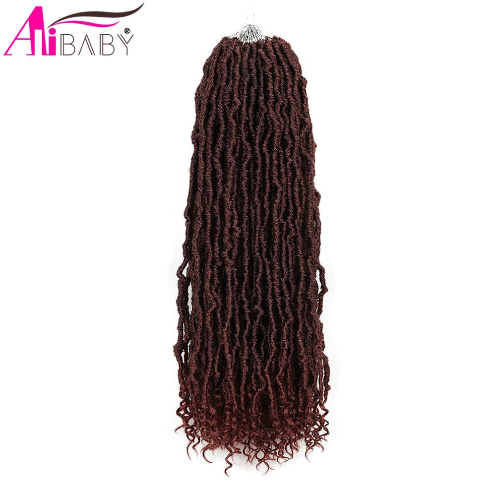 Goddess Nu Locs Crochet Hair Natural Curly Dreadlocks Hair Ombre Faux Locs Crochet Braids 20" 21Strands/Pack