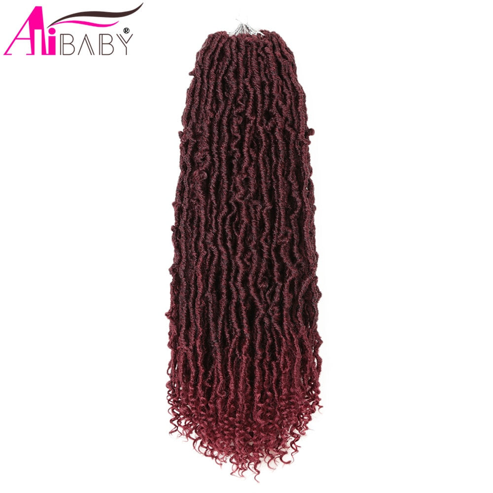 Goddess Nu Locs Crochet Hair Natural Curly Dreadlocks Hair Ombre Faux Locs Crochet Braids 20" 21Strands/Pack