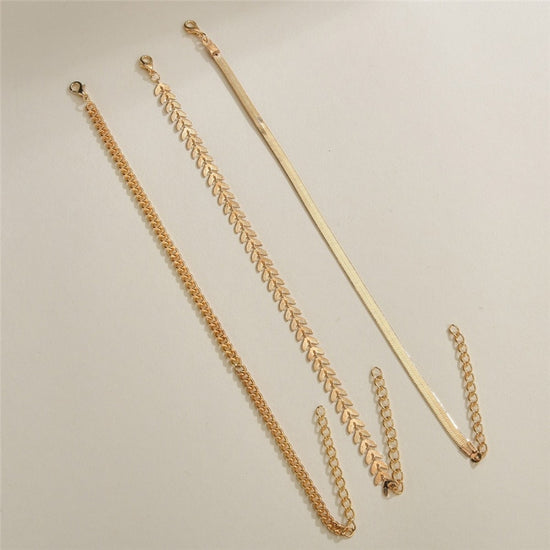 LETAPI 3pcs/set Gold Color Simple Chain Anklets For Women Beach Foot Jewelry Leg Chain Ankle Bracelets Women Accessories