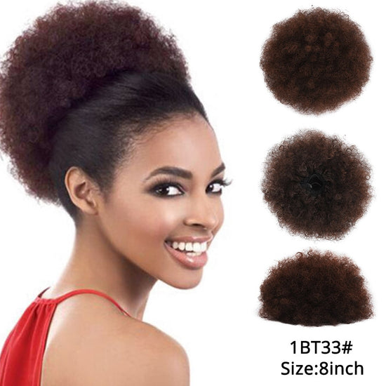 Synthetic Hair Buns Afro Drawstring Ponytail Fluffy Afro Puff Hair Bun Clips In Hair Tail Ponytail Accessories 1Pcs