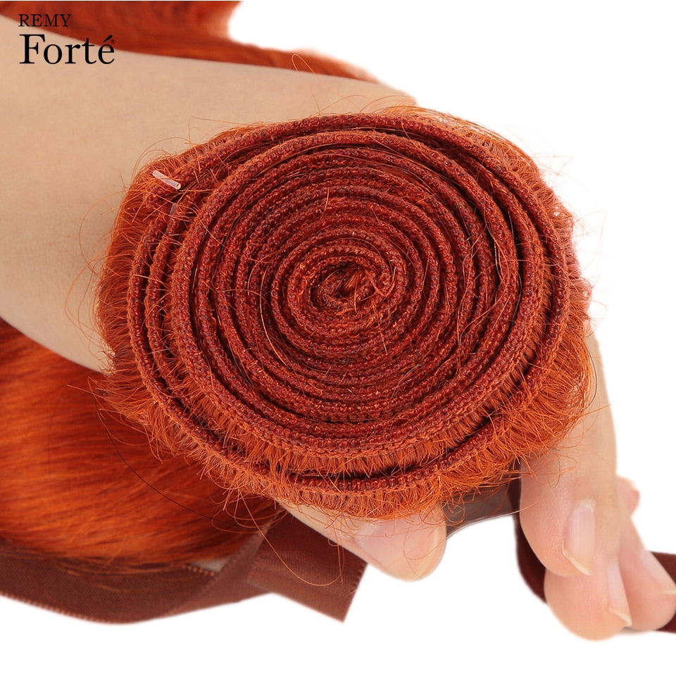 Remy Forte Blonde Body Wave Bundles With Closure Orange Brazilian Hair Weave Bundles 3 bundles Human Hair with Closure Fast USA