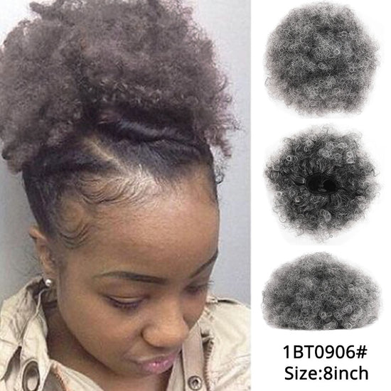 Synthetic Hair Buns Afro Drawstring Ponytail Fluffy Afro Puff Hair Bun Clips In Hair Tail Ponytail Accessories 1Pcs