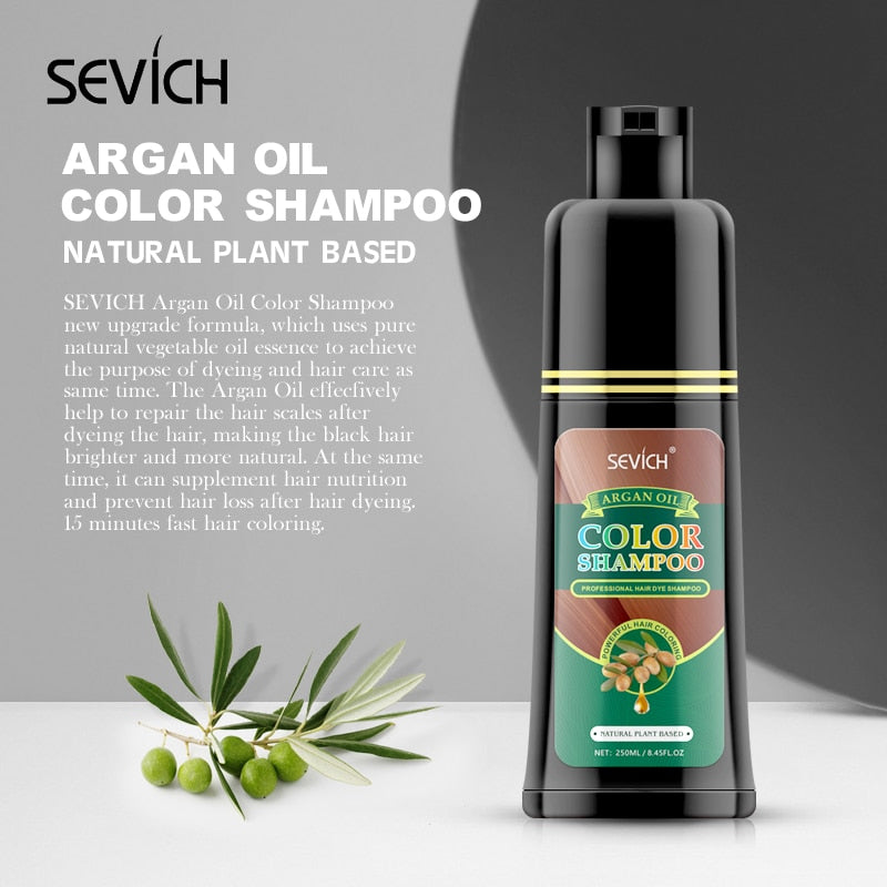 Sevich Hair dye Black Shampoo 250ml Fast Dye Hair Shampoo Natural Anti Hair Loss Moisturizing Refreshing Black Hair Care