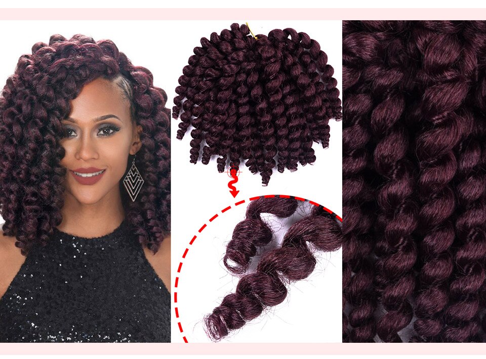 Silike 8inch Synthetic Ombre Jumpy Wand Curl Crochet Braids 22 Roots Jamaican Bounce Curl Crochet Hair Extension for Black Women