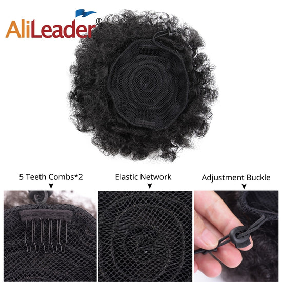 Synthetic Hair Buns Afro Drawstring Ponytail Fluffy Afro Puff Hair Bun Clips In Hair Tail Ponytail Accessories 1Pcs