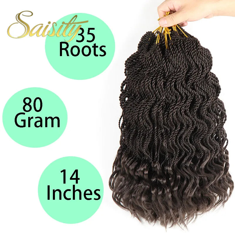 Saisity ombre braiding hair senegalese twist hair crochet braids synthetic crochet braid hair 14" 35strands/pack ends curly