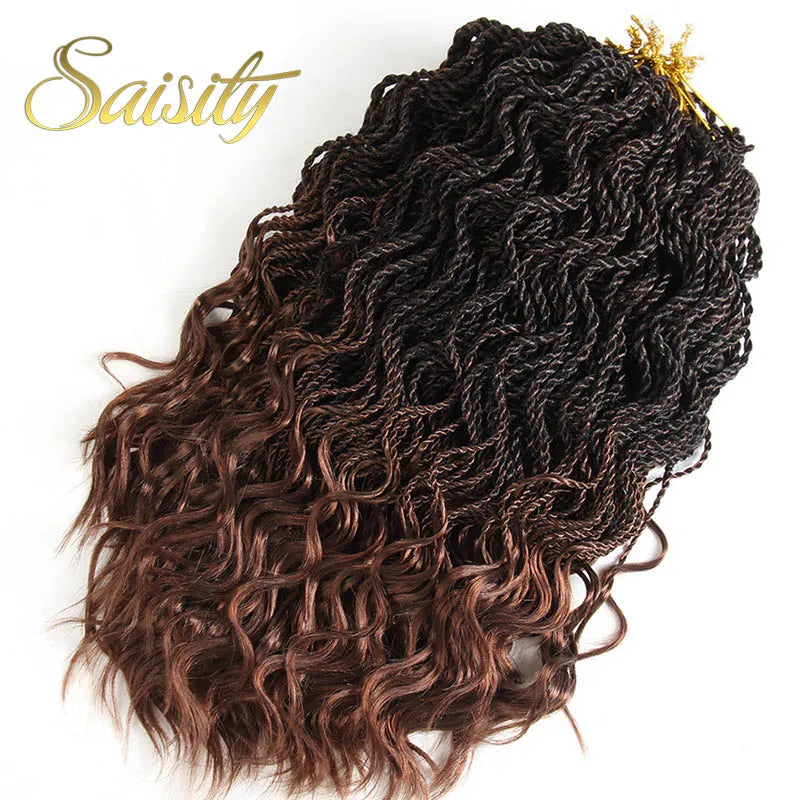 Saisity ombre braiding hair senegalese twist hair crochet braids synthetic crochet braid hair 14" 35strands/pack ends curly