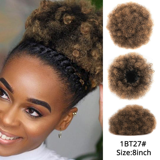 Synthetic Hair Buns Afro Drawstring Ponytail Fluffy Afro Puff Hair Bun Clips In Hair Tail Ponytail Accessories 1Pcs
