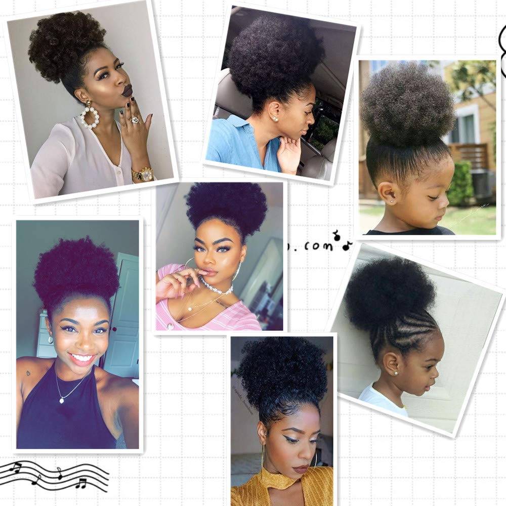 Synthetic Hair Buns Afro Drawstring Ponytail Fluffy Afro Puff Hair Bun Clips In Hair Tail Ponytail Accessories 1Pcs