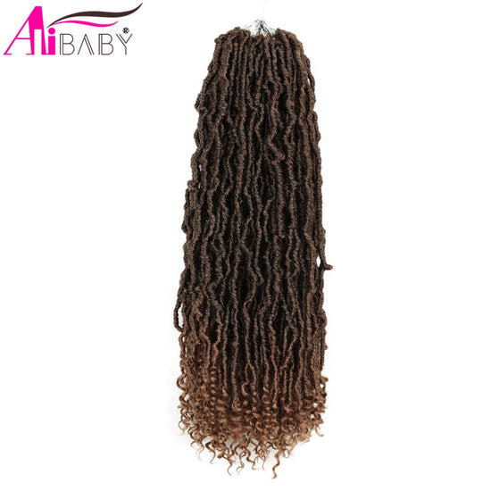 Goddess Nu Locs Crochet Hair Natural Curly Dreadlocks Hair Ombre Faux Locs Crochet Braids 20" 21Strands/Pack