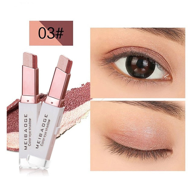 Double Color Glitter Eye shadow Stick Matte Eyeshadow Makeup Waterproof Bicolor Shimmer Cosmetics Beauty Makeup Tool