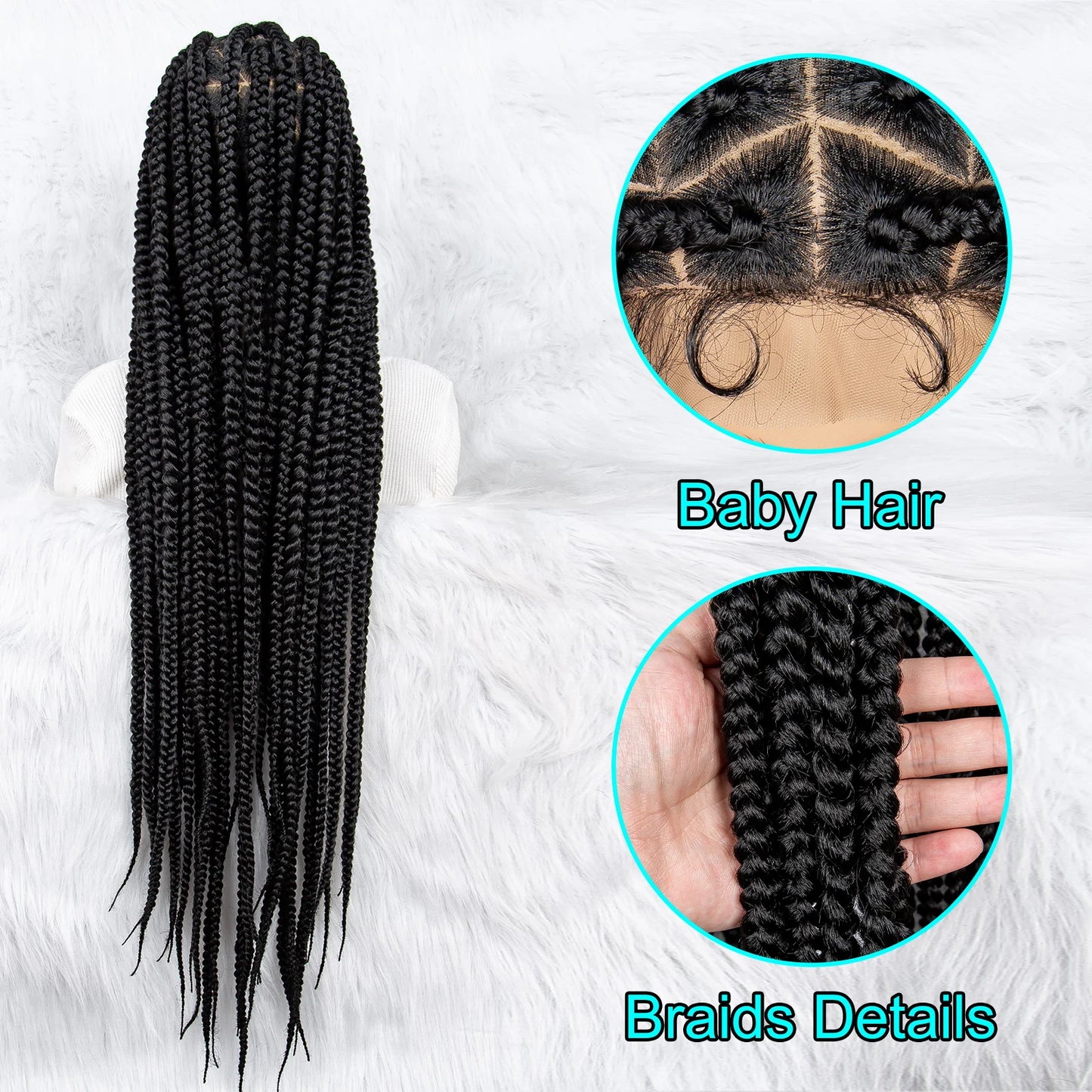 Braided Wigs for Black Women Synthetic Lace Front Wig Big Knotless Box Braids Wig