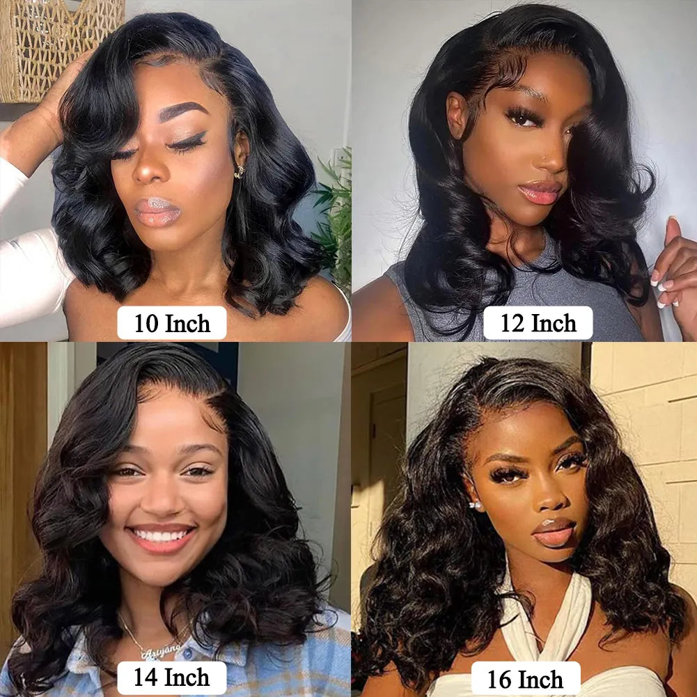 Body Wave Bob Lace Front Wigs Human Hair For Women Pre Plucked Side Part 4x4 Lace Frontal Wigs Human Hair Short With Baby Hair