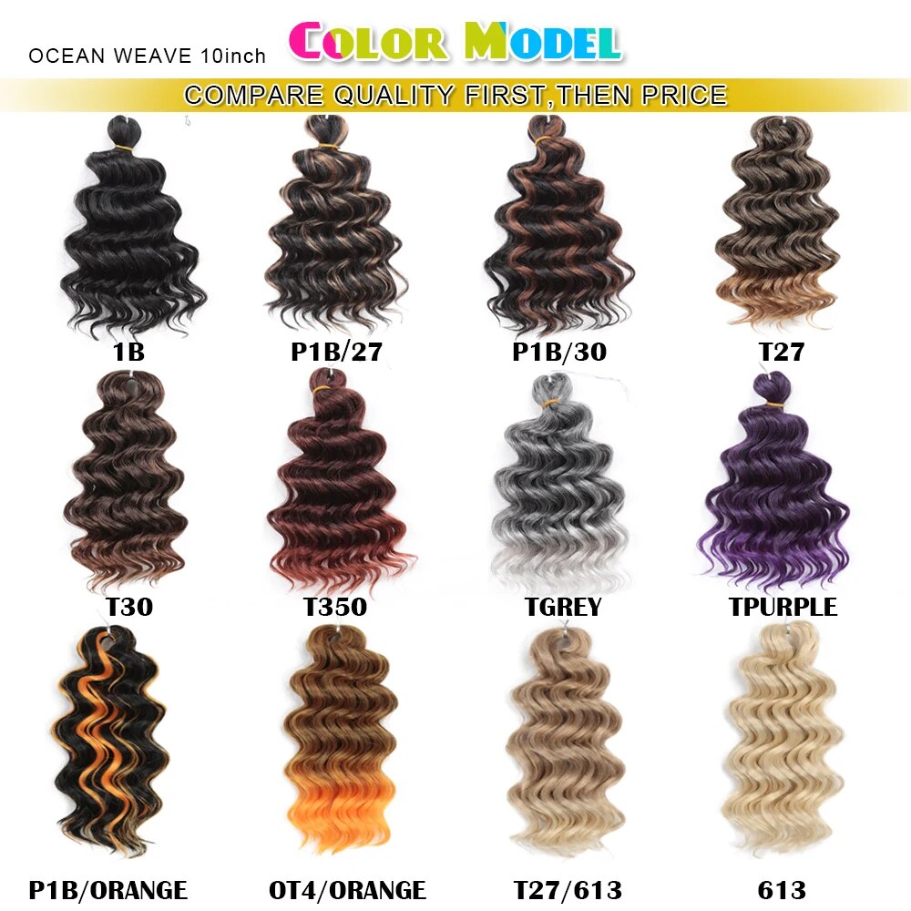 Ocean Deep Wave Crochet Hair With Highlights African Afro Curls 10Inch Natural Synthetic Braiding Hair Extensions Hair Expo City