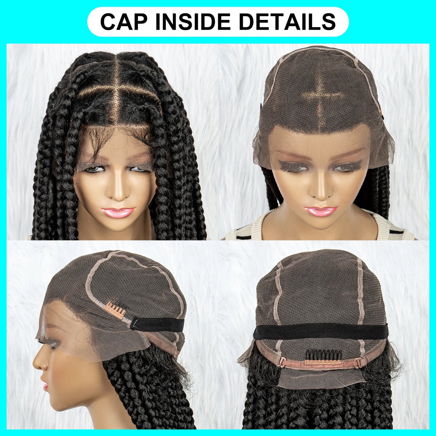 HD Full Lace Braided Wigs for Black Women Lace Front Wig Big Square Knotless Box Braids With Baby Hair
