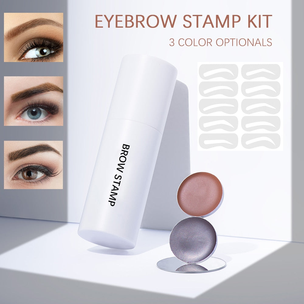 New Eyebrow Stamp Shaping Makeup Waterproof Brow Powder Natural Eye Eyebrow Stick Hair Line Contour Brown Black 6 Color