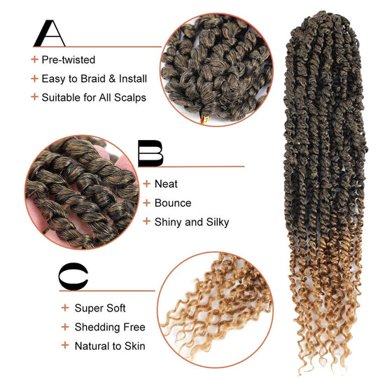 Sambriad Passion Twist Hair 18 Inch Synthetic Crochet Hair Pretwisted Crochet Braids For Black Women Goddess Bohemian Extensions