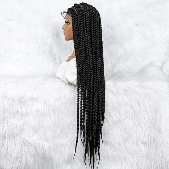 Braided Wigs for Black Women Synthetic Lace Front Wig Big Knotless Box Braids Wig