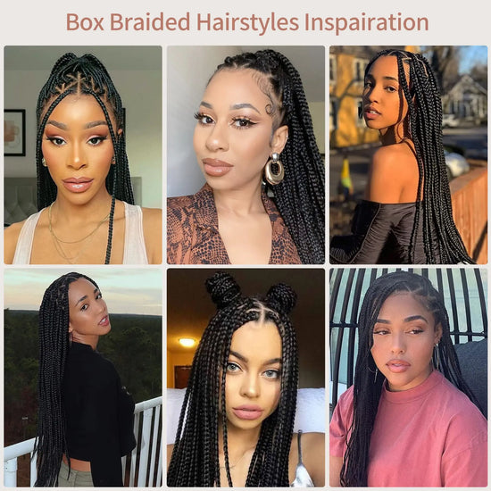 Viyskur 36'' Triangle Knotless Box Braided Wigs for Women Box Braided Full Lace Front Wig with Baby Hair Cornrow Braids Wig