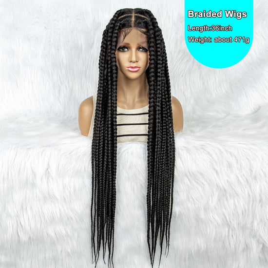 HD Full Lace Braided Wigs for Black Women Lace Front Wig Big Square Knotless Box Braids With Baby Hair