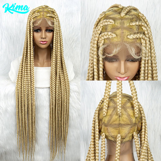 Braided Wigs for Black Women Synthetic Lace Front Wig Big Knotless Box Braids Wig 613 Blonde Full Lace Cornrow Braided Wigs