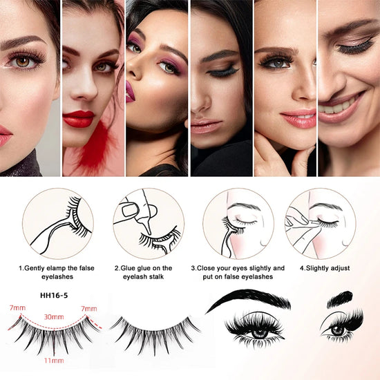 Wholes 2 pairs Transparent stem flexible natural style private labe false eyelashes extentions material with Bright Star tray