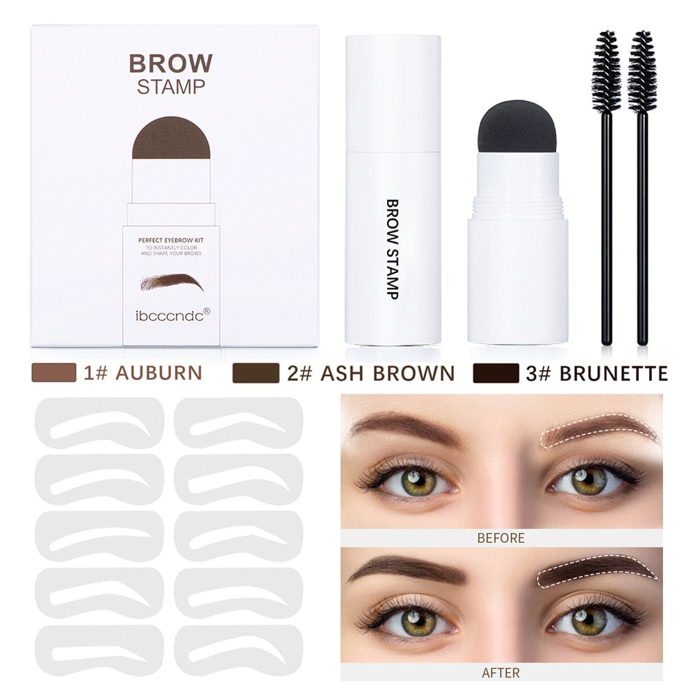 New Eyebrow Stamp Shaping Makeup Waterproof Brow Powder Natural Eye Eyebrow Stick Hair Line Contour Brown Black 6 Color