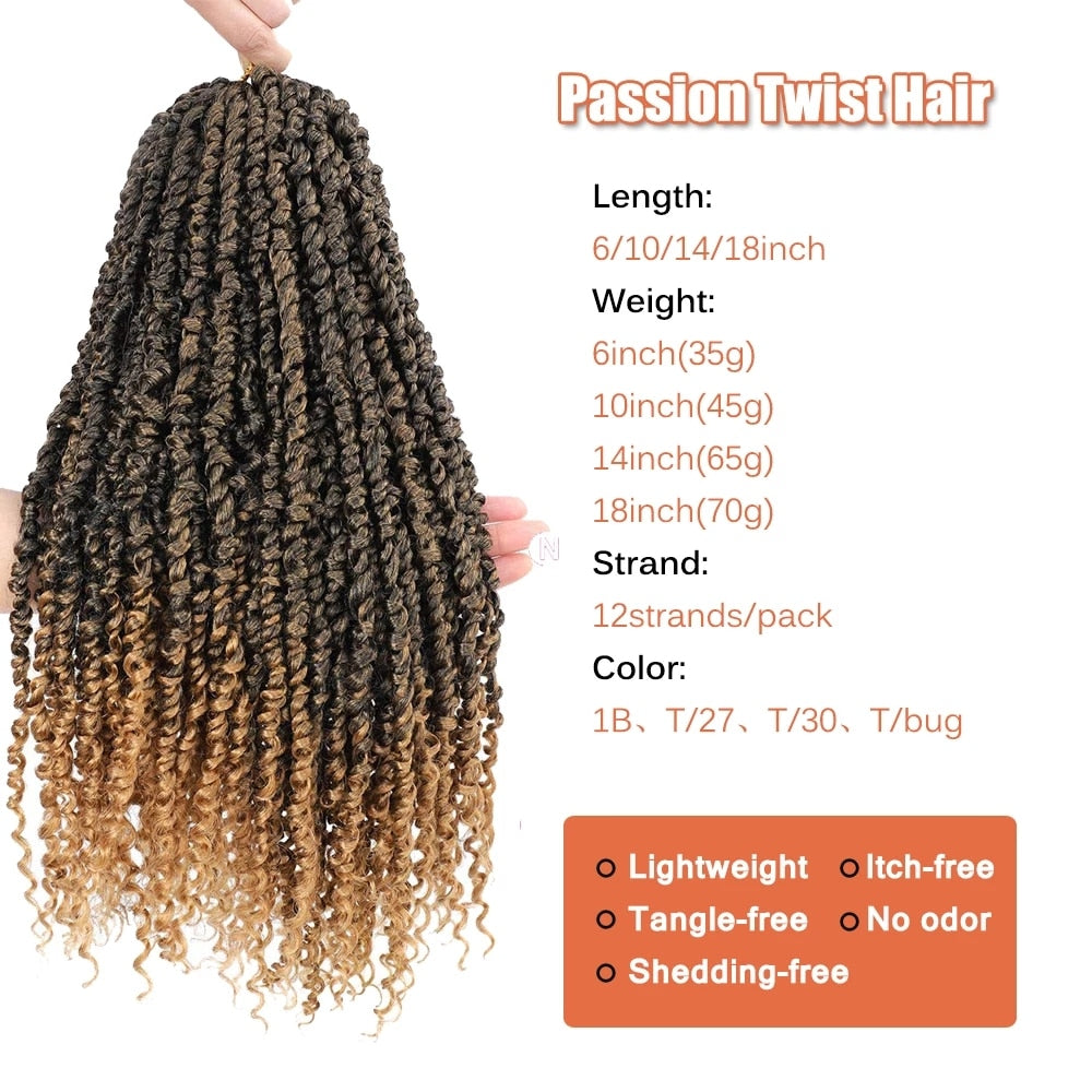 Sambriad Passion Twist Hair 18 Inch Synthetic Crochet Hair Pretwisted Crochet Braids For Black Women Goddess Bohemian Extensions