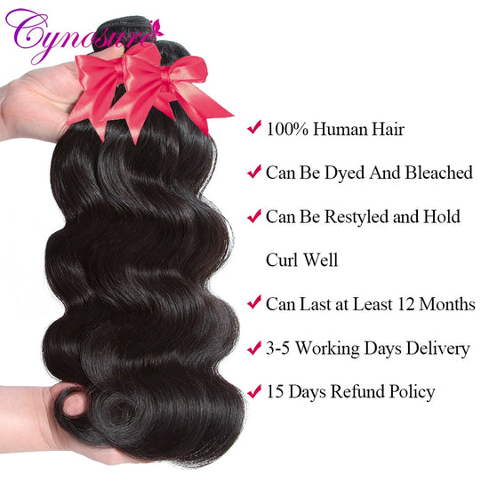 Body Wave Human Hair Bundles With Closure Brazilian Human Hair Weave 3 Bundles