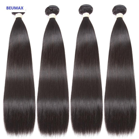 BeuMax 10A Grade 3/4 Straight Hair Bundles with 2x6 Closure Brazilian