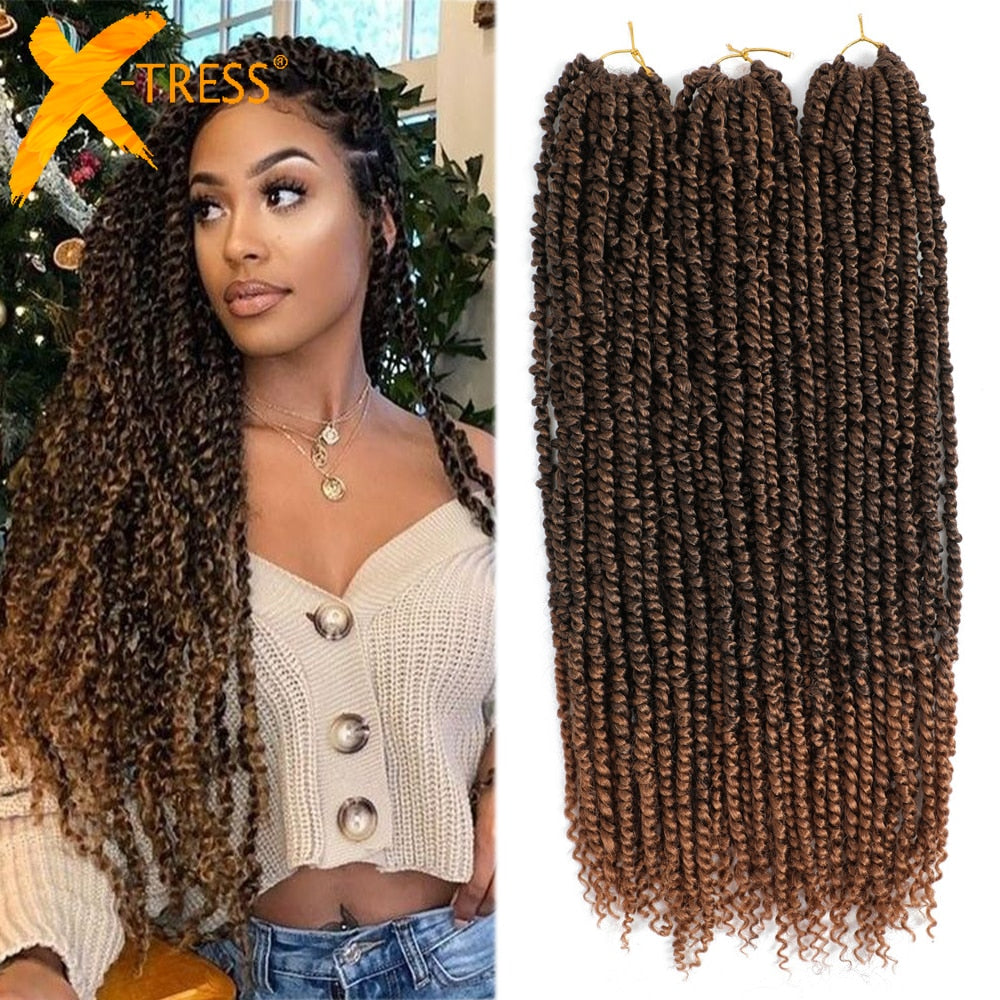 Passion Twist Crochet 7 Packs Pre-twisted Passion Synthetic Fiber 100% Handmade No Smell, No Tangle , Itch Free Light Weight Pre-Looped Crochet Hair Super Soft, Bouncy And Natural  looking 80g/11 Strads/pack & 100g/ 16 stands/pack