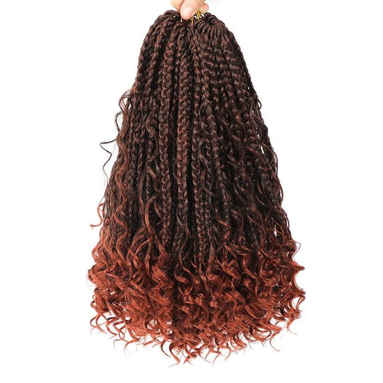 Edalina 8 Packs Goddess Box Braids Crochet Curly end 10''14'' 18'' 24 Inch Boho Box Braids Bohemian Crochet Hair Extension 16 strands/Pack for Women