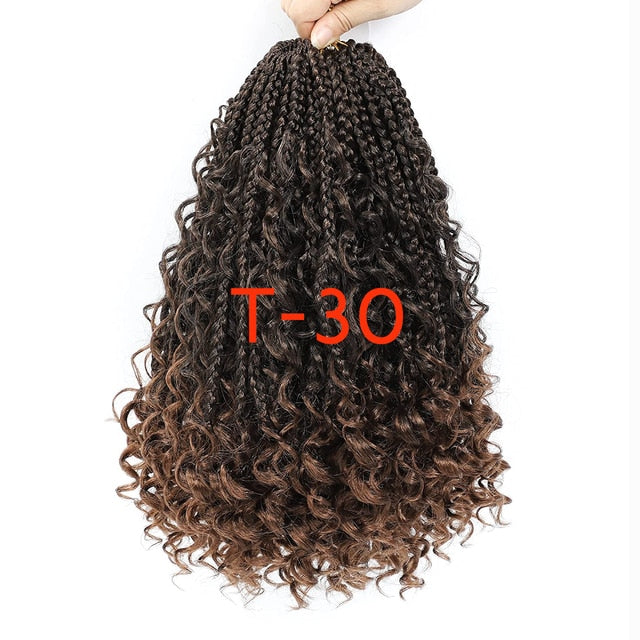 Edalina 8 Packs Goddess Box Braids Crochet Curly end 10''14'' 18'' 24 Inch Boho Box Braids Bohemian Crochet Hair Extension 16 strands/Pack for Women