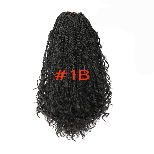 Edalina 8 Packs Goddess Box Braids Crochet Curly end 10''14'' 18'' 24 Inch Boho Box Braids Bohemian Crochet Hair Extension 16 strands/Pack for Women